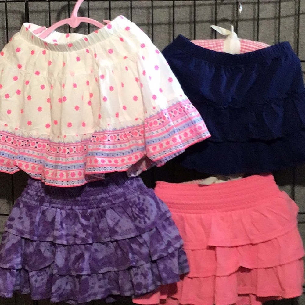 Bundle of 4 girls ruffle skirts, size 6/6x